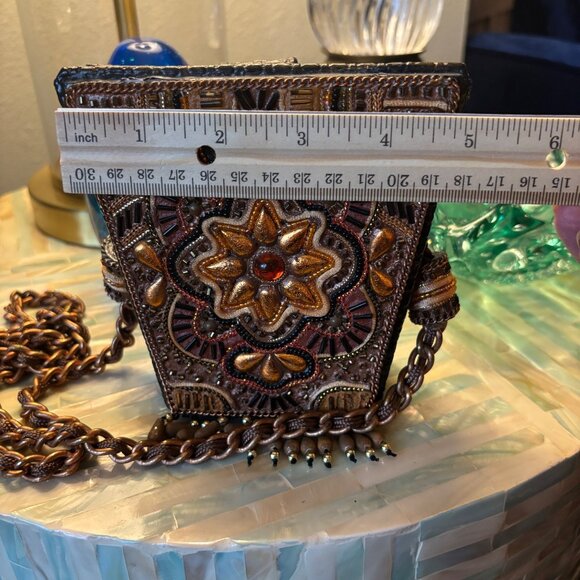 Handmade Beaded Mini Crossbody Bag Chain Strap Philippines Boho Chic Unique VTG - Picture 12 of 13